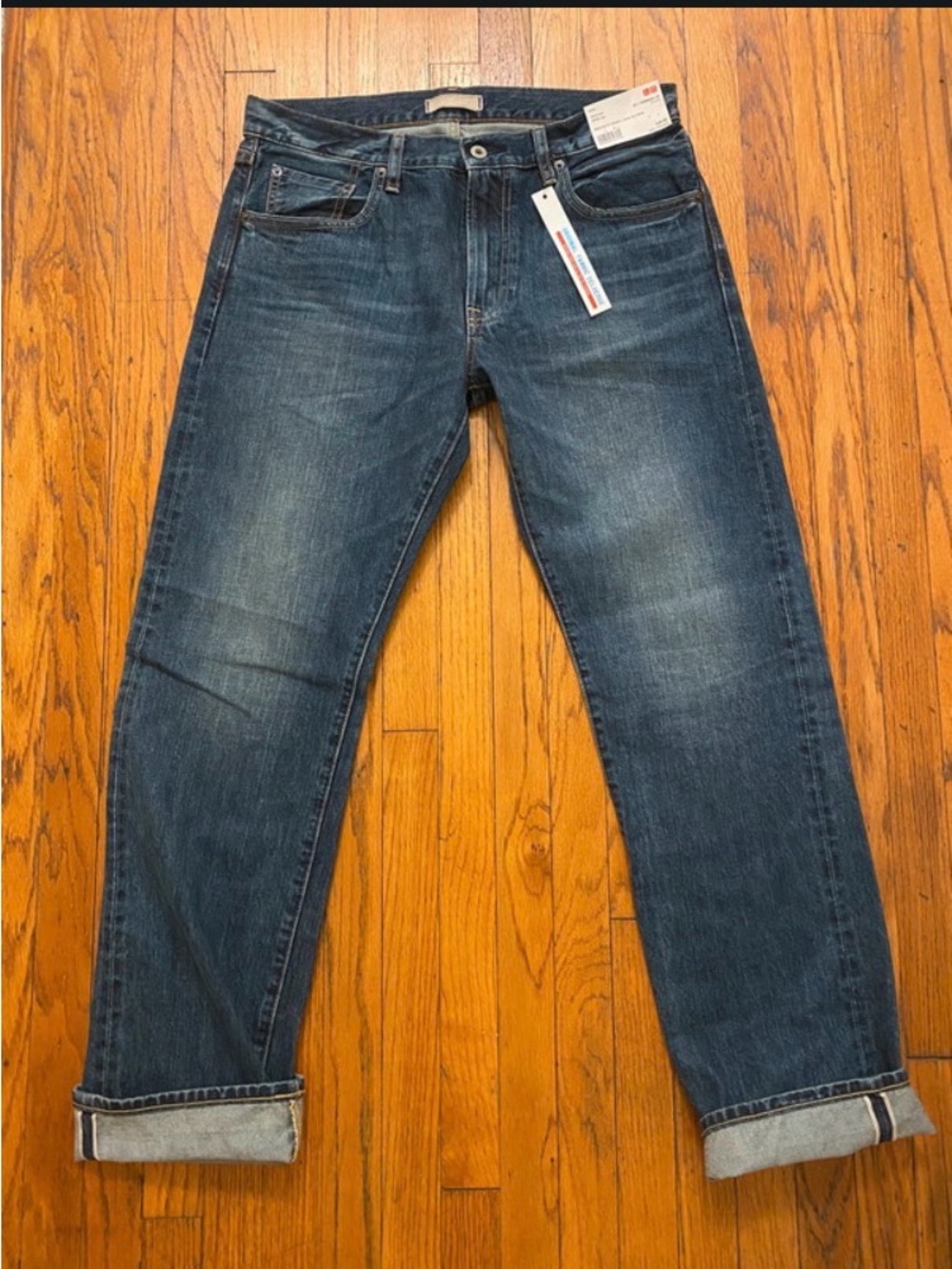 Uniqlo Men's Straight Jeans - Dark Blue Wash